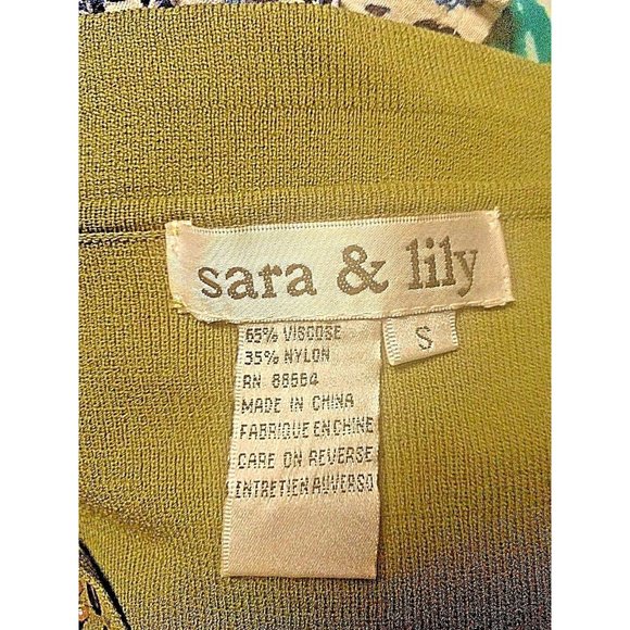 Sara & Lily Womens Top Size Small Green Long Sleeve V Neck Embellished - Picture 6 of 11